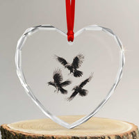 Flying Raven Crow Heart Crystal Glass Ornament Vintage Dark Academia Gothic Black Bird Graphic