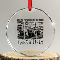 Follow the Word Not The Herd Crystal Glass Ornament Vintage Bible Verse Christian Country Highland Cow Boho - Wonder Print Shop