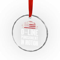 Football Defensive Lineman Crystal Glass Ornament D Line Punishment In Motion American Flag - Wonder Print Shop