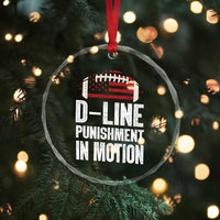 Football Defensive Lineman Crystal Glass Ornament D Line Punishment In Motion American Flag - Wonder Print Shop