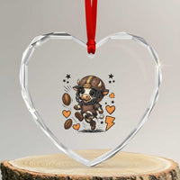 Football Lover Heart Crystal Glass Ornament Cute Dairy Cow Playing Football - Wonder Print Shop