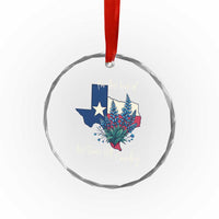 For the Love of the Texas Hill Country Crystal Glass Ornament Bluebonnet Floral Patriotic Flag - Wonder Print Shop