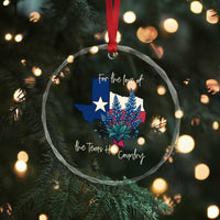 For the Love of the Texas Hill Country Crystal Glass Ornament Bluebonnet Floral Patriotic Flag - Wonder Print Shop
