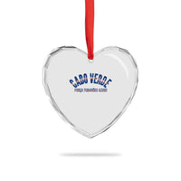 Forca Tubaroes Azuis Cabo Verde National Pride Heart Crystal Glass Ornament Cape Verde Football Fans Blue Sharks Heritage