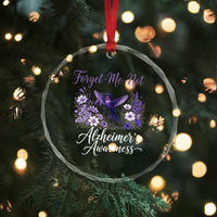 Forget Me Not Alzheimers Awareness Crystal Glass Ornament Hummingbird Purple Ribbon Floral