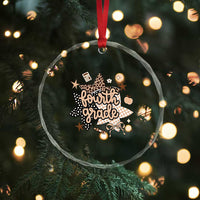 Fourth Grade Leopard Checkered Star Coquette Crystal Glass Ornament Cute 4th Grade Girl Back to School Gift