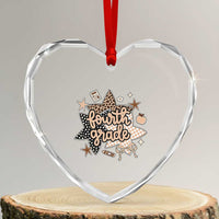 Fourth Grade Leopard Checkered Star Coquette Heart Crystal Glass Ornament Cute 4th Grade Girl Back to School Gift