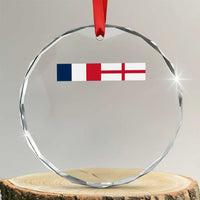 France England Dual Flag Graphic Crystal Glass Ornament Anglo English French Heritage Mixed Roots Pride Match Day