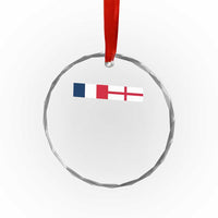 France England Dual Flag Graphic Crystal Glass Ornament Anglo English French Heritage Mixed Roots Pride Match Day