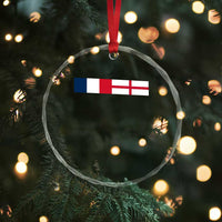 France England Dual Flag Graphic Crystal Glass Ornament Anglo English French Heritage Mixed Roots Pride Match Day