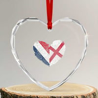 France England Flag Fingerprint Heart DNA Graphic Heart Crystal Glass Ornament Proud Anglo English French Ancestry Love Identity