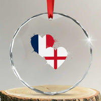 France England Flag Hearts Splatter Graphic Crystal Glass Ornament Anglo English French Heritage Love Unity
