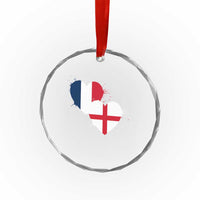 France England Flag Hearts Splatter Graphic Crystal Glass Ornament Anglo English French Heritage Love Unity