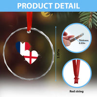 France England Flag Hearts Splatter Graphic Crystal Glass Ornament Anglo English French Heritage Love Unity