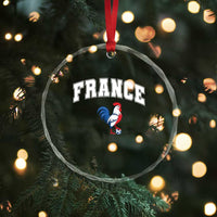 France Flag Gallic Rooster French National Pride Crystal Glass Ornament
