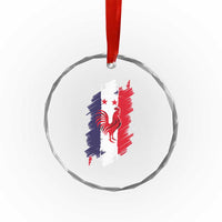 France Gallic Rooster Football Two Stars Brushstroke French Flag Graphic Crystal Glass Ornament