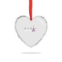 France Paris Heartbeat French Flag Eiffel Tower Souvenir Gift Heart Crystal Glass Ornament