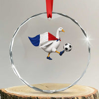 France Soccer Goose Crystal Glass Ornament French Flag Patriotic Football Fan Graphic