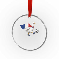 France Soccer Goose Crystal Glass Ornament French Flag Patriotic Football Fan Graphic