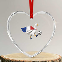 France Soccer Goose Heart Crystal Glass Ornament French Flag Patriotic Football Fan Graphic