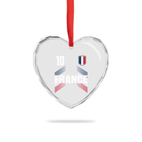 France Soccer Sports Graphic Number 10 Jersey Style Heart Crystal Glass Ornament Proud French Football Fans Game Day Pride