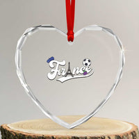 France Soccer Supporter Heart Crystal Glass Ornament Game Day French Football Gift