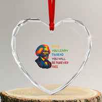 Frederick Douglass Inspirational Heart Crystal Glass Ornament Learn to Read Be Forever Free Black Leader - Wonder Print Shop