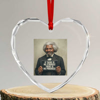 Frederick Douglass Quote Heart Crystal Glass Ornament If There Is No Struggle There Is No Progress - Wonder Print Shop