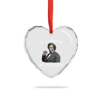 Frederick Douglass Quote Heart Crystal Glass Ornament No Struggle No Progress - Wonder Print Shop