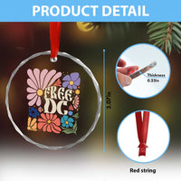 Free DC Subtle Groovy Floral Crystal Glass Ornament Washington D.C. Rights Retro Hippie Style TS02