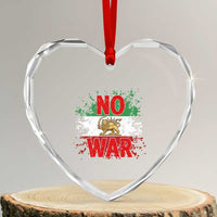 Free Iran Flag Heart Crystal Glass Ornament No War Support Iranian Freedom