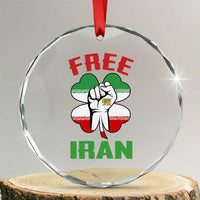 Free Iran Raised Fist and Persian Flag Clover Crystal Glass Ornament Lion and Sun Freedom Fighter Iranian Revolution