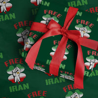 Free Iran Raised Fist and Persian Flag Clover Wrapping Paper Roll Lion and Sun Freedom Fighter Iranian Revolution