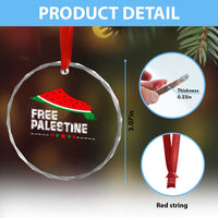 Free Palestine Crystal Glass Ornament Watermelon Map TS10