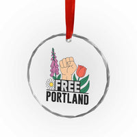 Free Portland Raised Fist Crystal Glass Ornament Patriotic Oregon Freedom Floral Justice TS02