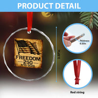 Freedom 250 Years America Crystal Glass Ornament Retro Vintage 250th Anniversary USA TS10