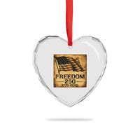 Freedom 250 Years America Heart Crystal Glass Ornament Retro Vintage 250th Anniversary USA - Wonder Print Shop