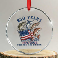 Freedom And Fishing Crystal Glass Ornament Patriotic American Flag Fisherman Gift