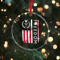 Freedom Charlie Kirk Tribute Crystal Glass Ornament Patriotic Legacy Eagle Distressed American Flag TS02