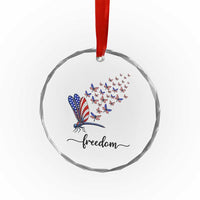 Freedom Dragonfly American Flag 4th Of July Crystal Glass Ornament Patriotic Nature Lover Graphic