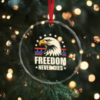 Freedom Never Dies Crystal Glass Ornament Bold Patriotic Eagle Graphic for True American Patriots TS02