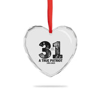 Freedom Number 31 Tribute Graphic Heart Crystal Glass Ornament Thank You Charlie Kirk A True Patriot Memorial - Wonder Print Shop