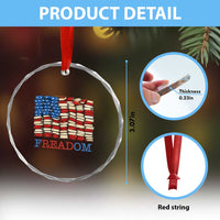 Freedom to Read Books Freadom Crystal Glass Ornament USA Flag Patriotic Library Book Lover