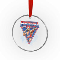 Freedomania 250 George Washington Wrestler Graphic Crystal Glass Ornament Funny Muscular President Lightning 1776 to 2026 Semiquincentennial