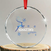 Freezing Season Xmas Reindeer Snowflake Crystal Glass Ornament TS09