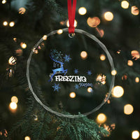 Freezing Season Xmas Reindeer Snowflake Crystal Glass Ornament TS09