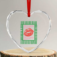 French Bisous Paris Vacation Retro Summer Vibes Heart Crystal Glass Ornament