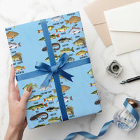 Freshwater Fish Species Wrapping Paper Roll Funny Fishing Types Fisherman Dad - Wonder Print Shop