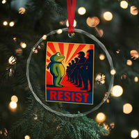 Frog Resist Crystal Glass Ornament Free Portland Oregon Poster Graphic Freedom Fighters - Wonder Print Shop