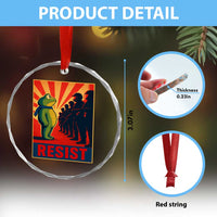 Frog Resist Crystal Glass Ornament Free Portland Oregon Poster Graphic Freedom Fighters - Wonder Print Shop